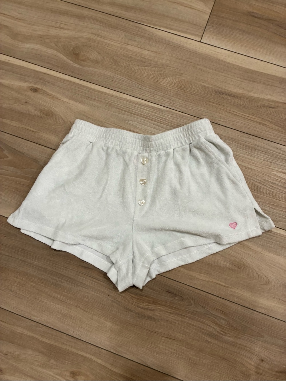 Stoney Clover White Women's Cozy Lounge Shorts with Heart Detail